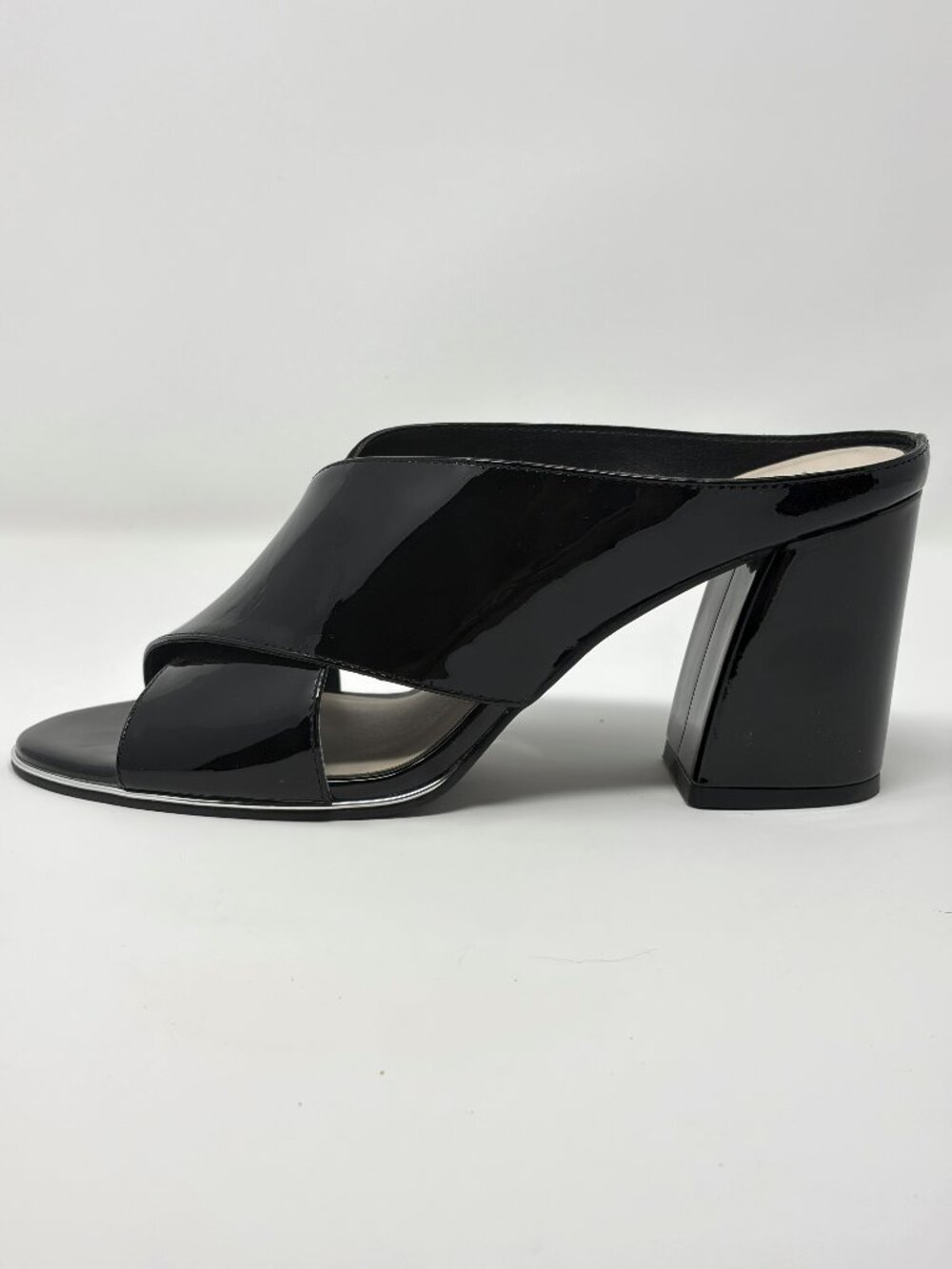 Kenneth Cole New York Lyra Black Patent Leather Mules Size 9M
